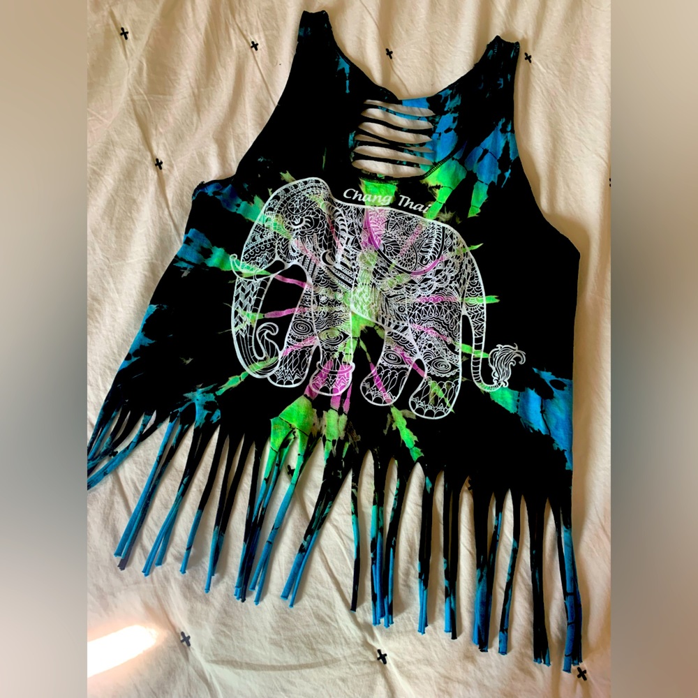 Tie die crop top tank top. Made and bought in Thailand.